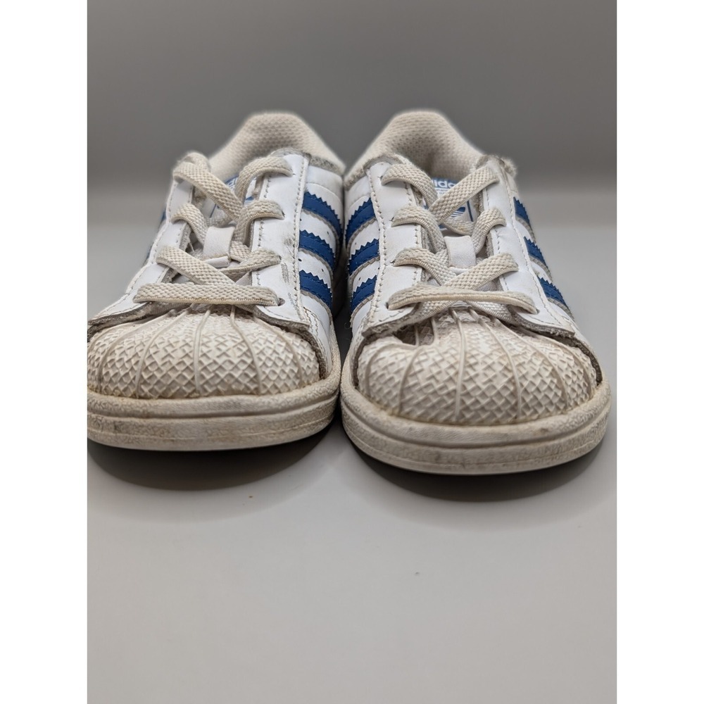 Adidas Originals Kids White/Blue SuperStar Ortholite Lace up Sneakers Size 7.5K